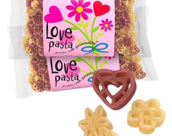Pastabilidades Love Pasta, macarrão em formato divertido com corações e flores para dia dos namorados ou casamentos, macarrão de trigo não transgênico (14 onças, pacote de 2)