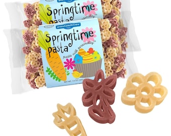 Pastas Macarrão de primavera, macarrão divertido com cenoura e flores para a Páscoa e a primavera, macarrão de trigo não transgênico (14 onças, pacote de 2)