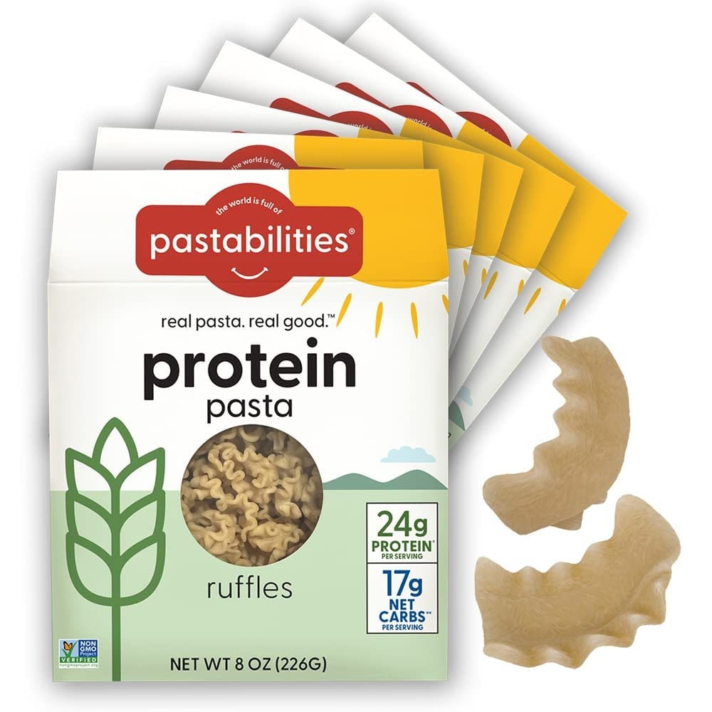 Pastabilities Protein Pasta (Packaging May Vary) Low Carb and High Protein Pasta Noodles (8 Ounce, Pack of 6) High in Protein and Fiber,...