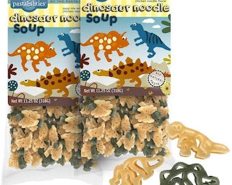 Pastabilities Dinosaur Noodle Soup, Fun Dino Shaped Noodles with Chicken Soup Mix for Kids, Non-GMO Natural Wheat Pasta, 11.25 oz (2 Pack)
