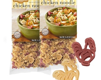 Pastabilities Chicken Noodle Soup, Fun Chicken Shaped Noodles with Chicken Soup Mix for Kids, Non-GMO, 11.25oz (2 Pack)