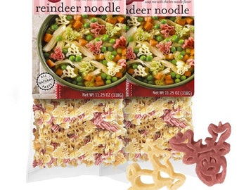 Pastabilities Reindeer Noodle Soup, Fun Reindeer Shaped Noodles with Mix for Kids and Holidays, Non-GMO Natural Wheat Pasta 11.25oz (2 Pack)