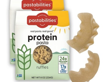 Pastabilities Protein Pasta (Packaging May Vary) Low Carb and High Protein Pasta Noodles (8 Ounce, Pack of 2) High in Protein and Fiber,...