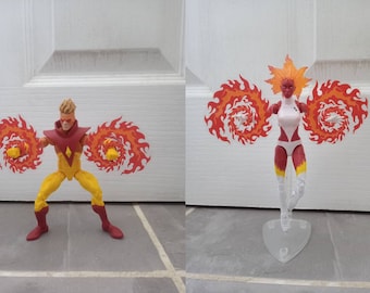 Action Figure Fire Power Effects 1/12 Scale - Translucent Red, Orange and Yellow x2 (6-7cm or 4-5cm diameter) - FIGURE NOT INCLUDED
