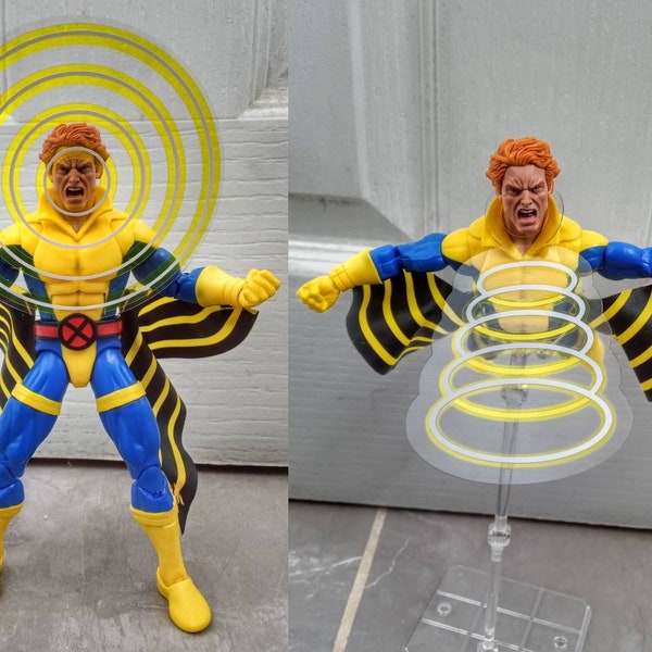 Action Figure Sonic Scream Power Effects 1/12 Scale - White and Translucent Yellow (9cm circle or 7cm X 6cm beam) - FIGURE NOT INCLUDED