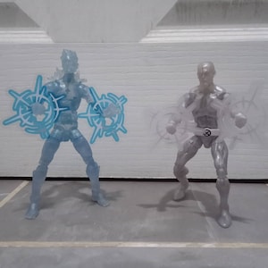 Action Figure Crackly Ice Power Effects 1/12 Scale - Icy White & Translucent Blue or Frosted Bursts x2 (~5.5cm diam.) - FIGURE NOT INCLUDED
