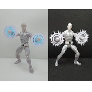 Action Figure Ice Energy Power Effects 1/12 Scale - White & Blue or Frosted Bursts x2 (5cm diameter) - FIGURE NOT INCLUDED