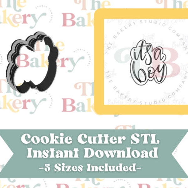 It’s A Boy Baby Hand Lettering Cookie Cutter | It’s A Boy Baby Hand Lettering Cookie Cutter STL | Instant Download