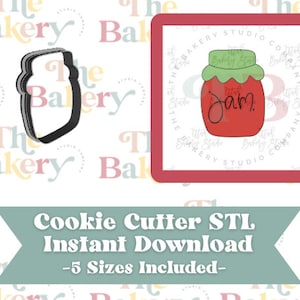 Mason Jar Jam Jar with Fabric Style Top Cookie Cutter | Mason Jar Jam Jar with Fabric Style Top Cookie Cutter STL | Instant Download