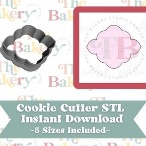 Lana Plaque Funky Scalloped Chubby Rectangle | Lana Plaque Funky Scalloped Chubby Rectangle Cookie Cutter STL | Instant Download