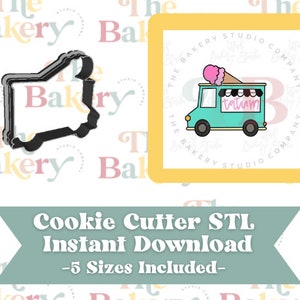 Ice Cream Food Truck Car Cookie Cutter | Ice Cream Food Truck Car Cookie Cutter STL | Instant Download