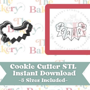 Four 4 Letter String or Floral Banner Cookie Cutter | Four 4 Letter String or Floral Banner Cutter STL | Instant Download