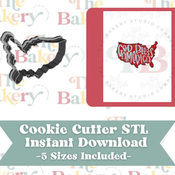 USA America Cookie Cutter God Bless America Cookie Cutter | USA America Cookie Cutter God Bless America Cookie Cutter STL | Instant Download