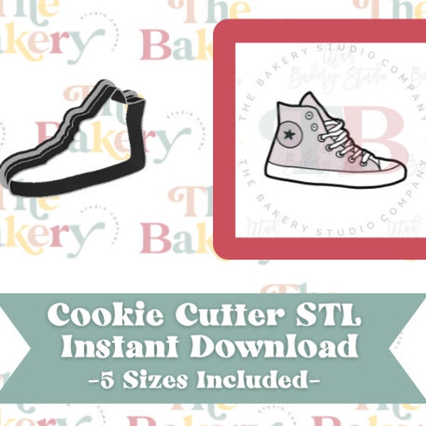 High Tops Sneakers Cookie Cutter | High Tops Sneakers Cookie Cutter STL | Instant Download