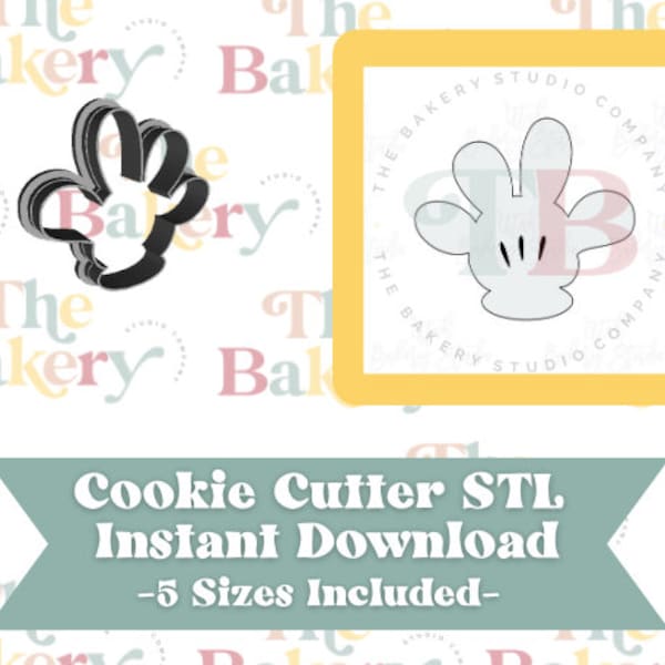 Mouse White Gloves Cookie Cutter | Mouse White Gloves Cookie Cutter STL | Instant Download