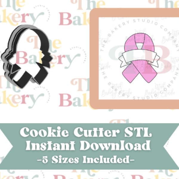 Ribbon with Banner Cookie Cutter | Ribbon with Banner Cookie Cutter STL | Instant Download