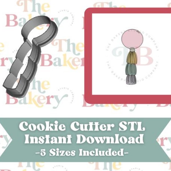 Balloon with Tassels Cookie Cutter STL | Cute Balloon Birthday Party Cookie Cutter STL | Instant Download