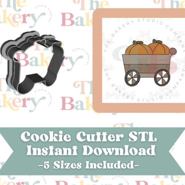 Wagon Filled With Pumpkins Cookie Cutter | Wagon Filled With Pumpkins Cutter STL | Instant Download