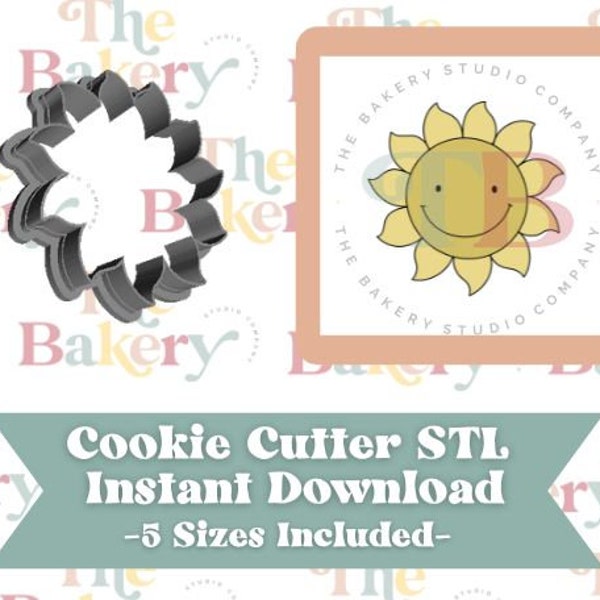 Girly Retro Smiley Face Sun Cooke Cutter STL  | Retro Chubby Boho Sun Cookie Cutter STL | Instant Download