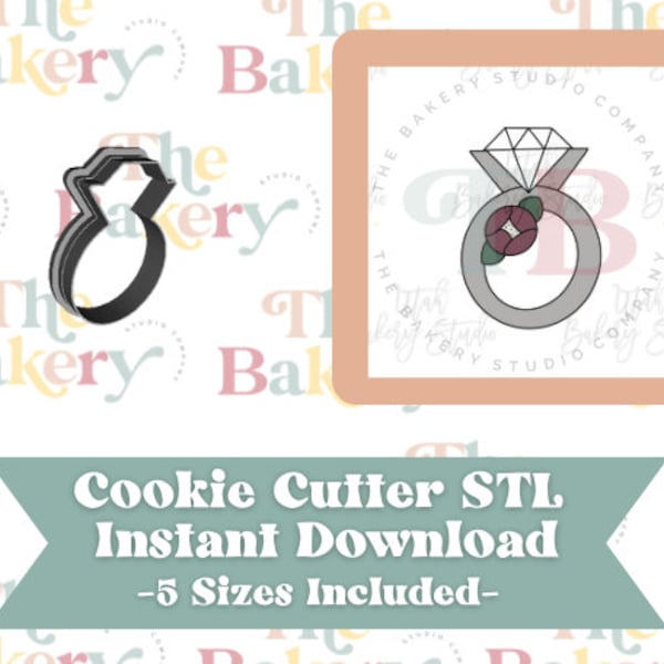 Cute Modern Wedding Ring Band Cookie Cutter | Cute Modern Wedding Ring Band Cookie Cutter STL | Instant Download