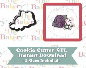 Floral Cluster with Foliage Cookie Cutter | Floral Cluster with Foliage Cookie Cutter STL | Instant Download