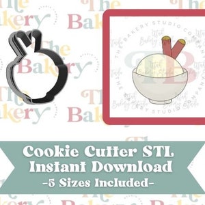 Chinese Rice or Noodle Bowl with Chopsticks Cookie Cutter | Chinese Rice or Noodle Bowl with Chopsticks Cookie Cutter STL | Instant Download