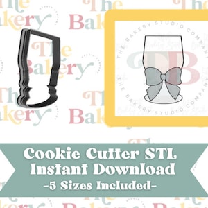 Chubby Champagne Flute Glass with Big Bow Cookie Cutter | Chubby Champagne Flute Glass with Big Bow Cookie Cutter STL | Instant Download