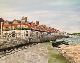Impresión de mi pintura original del Desfile en Swanage, Dorset. A4 en cartulina de 250 g/m².