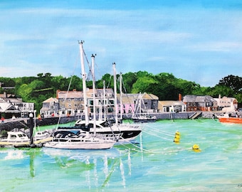 Puerto de Padstow en Cornualles. Impresión en cartulina de 250 g/m² de mi pintura original.