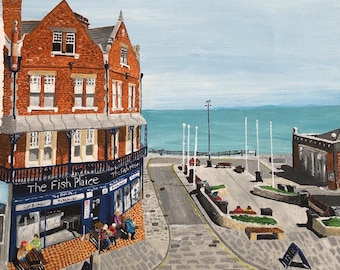 Impresión de Swanage Dorset "El pez platija", cuadro cuadrado