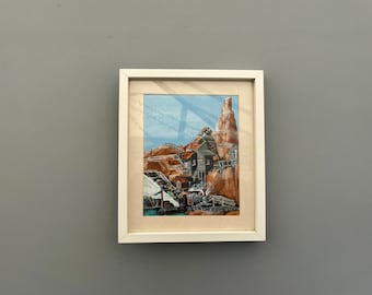 Pintura original y única de la montaña rusa Big Thunder Mountain de Disneyland París. #Disney acrílico #ArteDisney #Disneyland #París