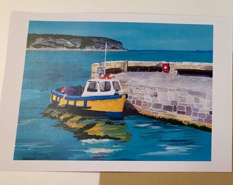 Impresión de barco en Swanage, Dorset, Stone Quay, pintura original, ltd.