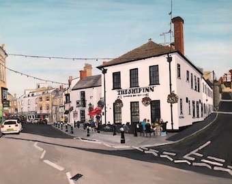 Impresión de mi pintura original de High Street Swanage, Dorset. A4 en cartulina de 250 g/m².
