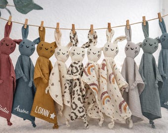 Personalized cotton gauze bunny comforter - Several colors to choose from