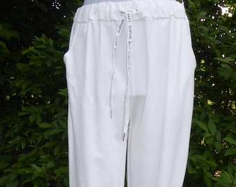 White cotton trousers, white cotton leisure trousers