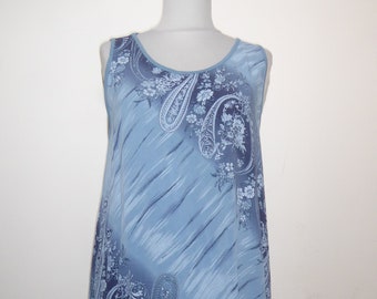 Hängerkleid in blau-taubenblau mit Paisleyprint, Sommerkleid Viskose taubenblau