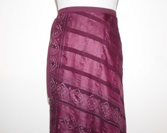 Jupe wrap en sariseide indienne magenta, jupe wrap en soie magenta, jupe wrap en soie upcycling