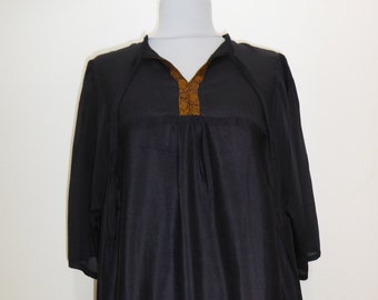 Tunic made of black crepe silk, Indian silk tunic black, tunic XXL made of black crepe silk, silk tunic 'Melanie' black