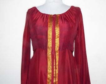 Silk blouse 'Rose' wine-red with gold brocade B-Ware