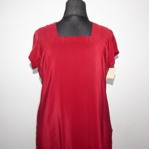 Ruby red tunic made of pure silk, silk tunic crepe silk ruby red