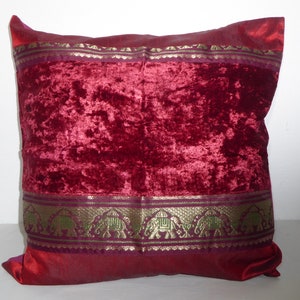 Indian cushion cover wine red I, 50 x 50 cm, cushion cover wine red with brocade and velvet I