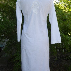 S XL cotton tunic 'Nagara' hand-embroidered, tunic made of hand-embroidered white cotton, Indian tunic image 4