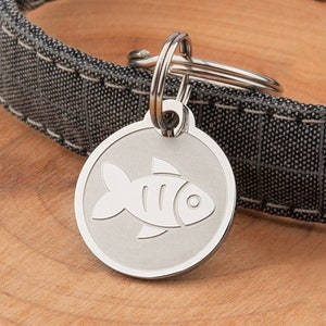Cat Tag - Cat ID Tag - Cat Tag with Fish Shape - Cat Collar Tag - Personalized Pet ID Tag - Engraved Cat Tag - Custom Cat Tag - Cat Name Tag