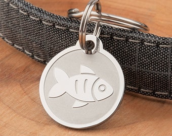 Cat Tag - Cat ID Tag - Cat Tag with Fish Shape - Cat Collar Tag - Personalized Pet ID Tag - Engraved Cat Tag - Custom Cat Tag - Cat Name Tag
