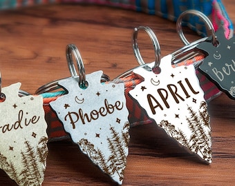 Dog Tag - Arrowhead Dog Tag - Personalized dog tag for dogs - Dog ID Tag - Dog Collar Name Tag - Arrow Pet ID Tag Dog Tags - Stars, Forest