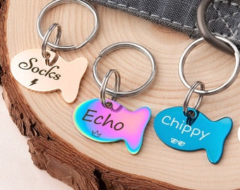Cat Tag - Fish Cat Tag - Cat ID Tag - Cat Collar Tag - Fish Shape Cat Tag Personalized - Engraved Cat Tag - Custom Cat Tag - Cat Name Tag