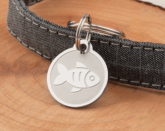 Cat Tag - Cat ID Tag - Cat Tag with Fish Shape - Cat Collar Tag - Personalized Pet ID Tag - Engraved Cat Tag - Custom Cat Tag - Cat Name Tag
