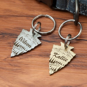 Dog Tag - Arrowhead Dog Tag - Dog ID Tag - Dog Name Tag - Dog Tags for Dog Personalized - Dog Gift - Mountain Road, forest -Outdoor Dog Tags