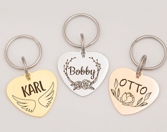 Dog Tag - Dog Tags for Dogs - Dog Name Tag - Girl Dog Tag - Puppy Tag - Gold Dog Tag Personalized for Dogs with Wings Fly Design -Dog ID Tag
