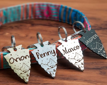 Dog Tag - Arrowhead Dog Tag - Dog ID Tag - Dog Name Tag - Dog Tags for Dog Personalized - Custom Pet ID Tag - Dog Collar Tag, Mountain Stars